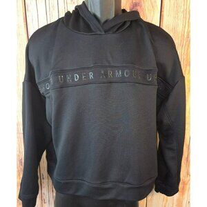 Under Armour Womens Black Loose Fit Cropped Hoodie Sweatshirt Large